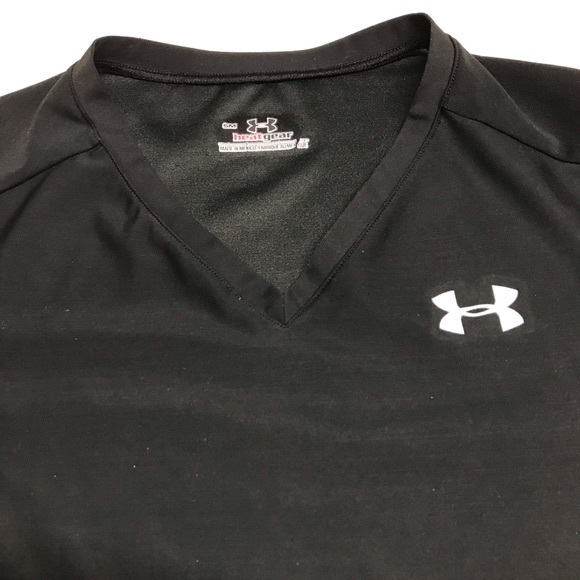 Under Armour V neck long sleeve athletic top rash guard black Size S - Picture 4 of 15